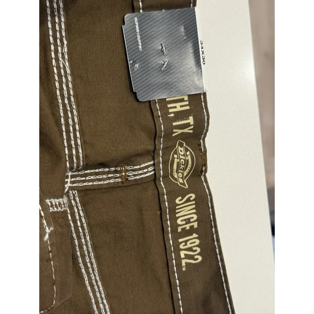 Dickies Carpenter Duck Jeans DU250RTB Mens 34x30 Rinsed Timber Brown Relaxed